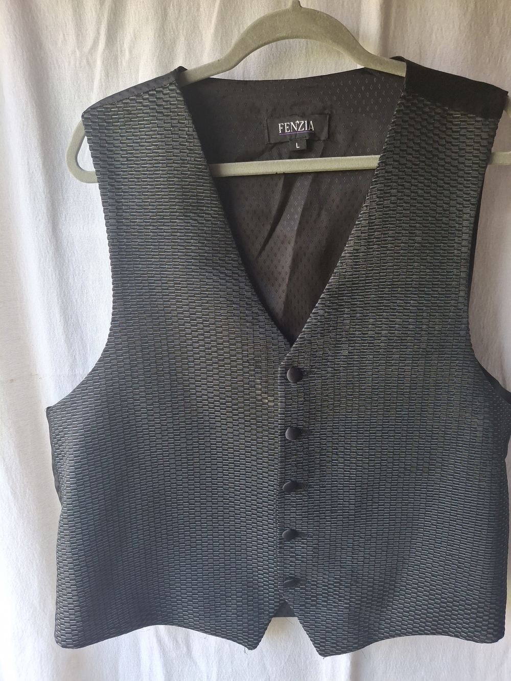 Fenzia Men's Black Textured Dress Vest